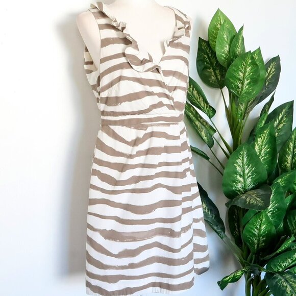 J. Crew Abstract Stripe Surplive V-neck Fit & Flare A-line Shift Mini Dress 10 - Picture 8 of 8